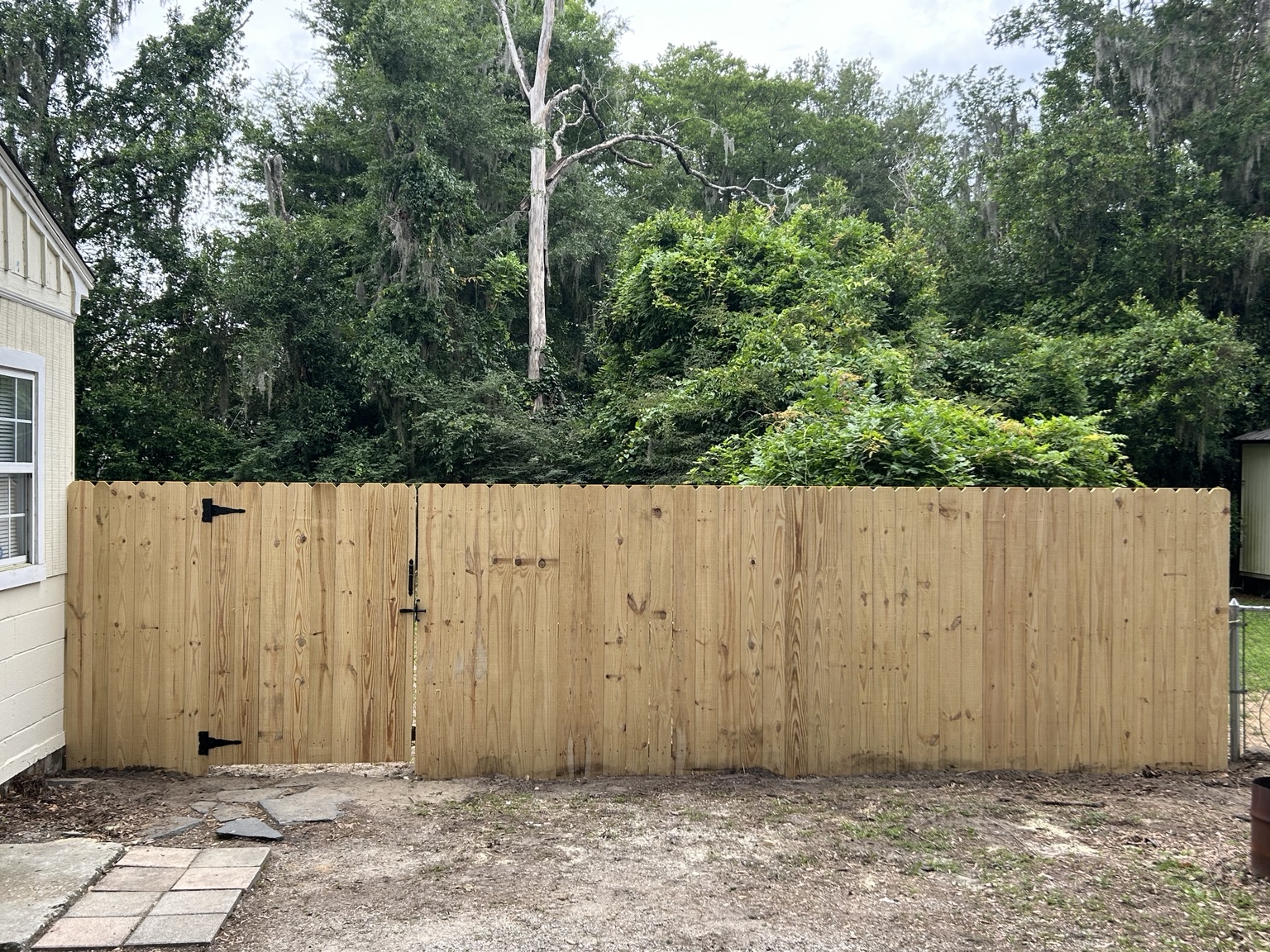 New wood privacy fence and gate